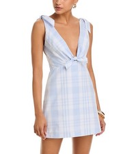 LoveShackFancy Brynnie Mini Dress Women's 10 Tide Pool Plunge V-Neck Sleeveless