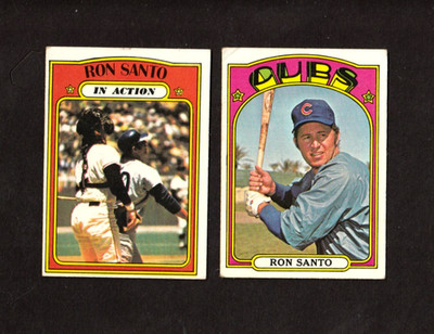 1972 Topps Baseball Ron Santo #555 & In Action #556 Hall Of Famer