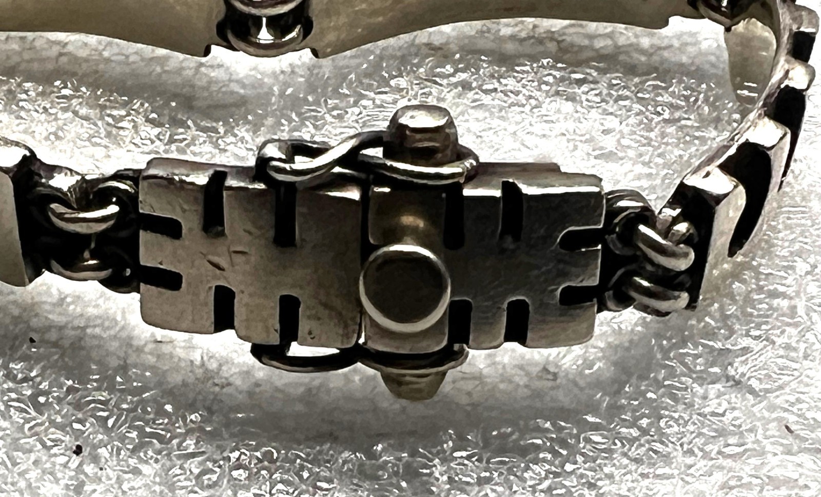 6.5" Sterling geometric design rectangular links.… - image 1