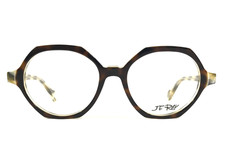 J.F. Rey Eyeglasses Frames JF1464 9505 Demi Light Tortoise Hexagon 49-16-145