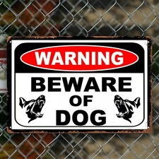 Beware of Dog Security Guard Warning Tin Metal Signs Home D cor 8x12
