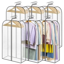 LANDNEOO 6 Pack Clear Garment Bags for Hanging Clothes with Zippers on Double...