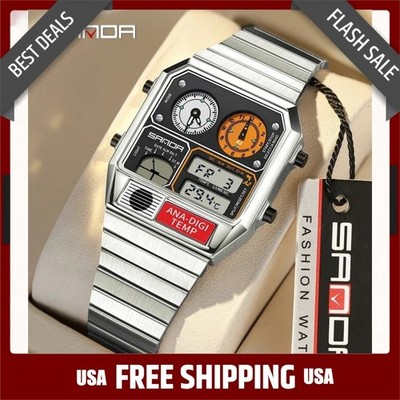 SANDA 3192 Men's Digital Analog Sport Watch Stopwatch Temperature Gauge LED