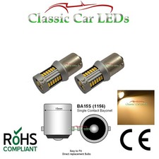 2 x WARM WHITE BA15S P21W LED REVERSE SIDE INDICATOR LIGHT BULBS CLASSIC CAR