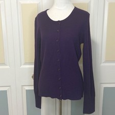 APT 9 Womens Purple 100 Cashmere Crew Neck Button Front Cardigan Sweater Medium