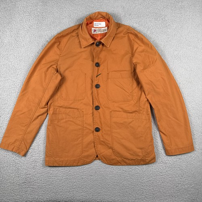 #ad Universal Works British Millerain Chore Coat Mens Medium Orange Canvas Jacket $79.99