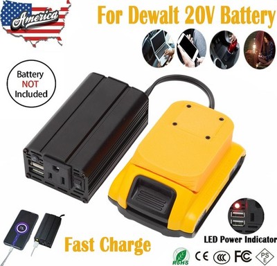 Power Inverter For Dewalt 20V Max Li-Ion Battery To AC 110V Dual USB Outdoor Use