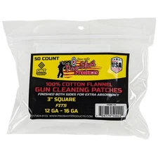 Pro-Shot Patch Fits 12/16 Gauge Firearm Cleaning 50 Pack Cotton Flannel White