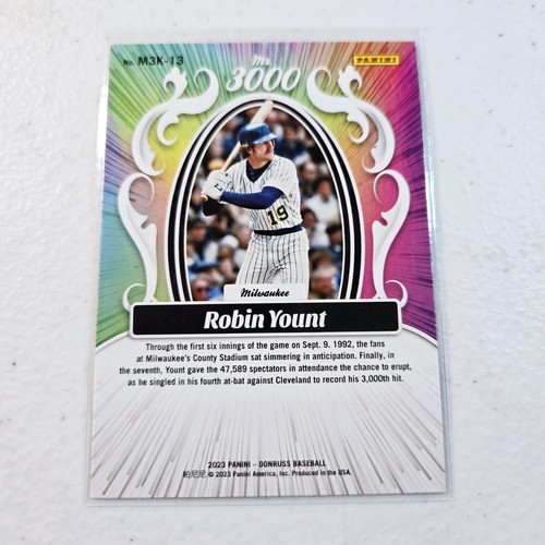 2023 Panini Donruss Baseball Robin Yount: Mr. 3000 Holofoil Card M3K-13 - Bild 2 von 2