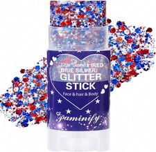 Red White Blue Hair Glitter Stick 4th of July Patriotic America Flag Star Face