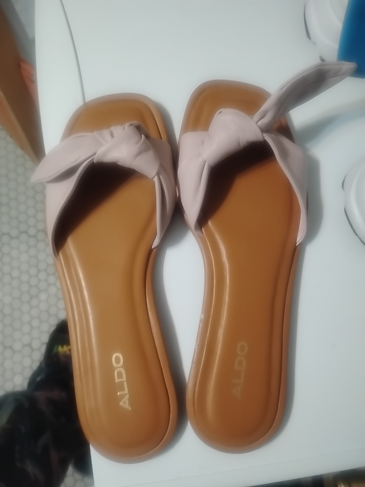Aldo Tan With Pink Bow Slip On