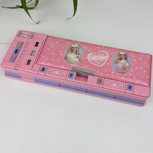 Vintage Barbie Pencil Case with Magnetic Lid, Pop Out Drawers, 90s Stationery - Picture 1 of 10