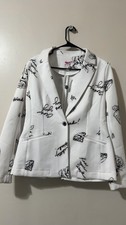 Fierce by Mally White  Black Floral Print Blazer Medium