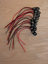 10 Pieces 9 Volt Battery Snap Connector 6" Type I 24 AWG Wire Stripped  Tinned