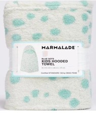 Marmalade  Kids Cotton Hooded Bath Towel in White/Blue Dots And Star Washcloth