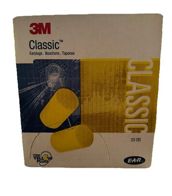3M E-A-R Classic Earplugs 312-1201 NRR 29 Uncorded Yellow 200 Pair Box