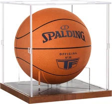 Basketball Display Case Acrylic Clear, UV Protected Basketball Stand Box Full Si