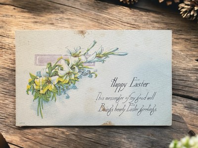 Vintage 1910 Easter Postcard - White Lilies Illustration, Catawissa PA