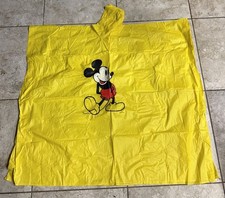 Adult Unisex Disneyland Disney Yellow Rain Poncho Mickey Mouse One Size PVC Hood