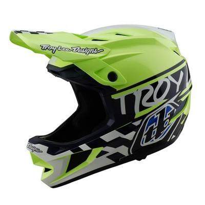 Troy Lee Designs D4 Polyacrylite MIPS Helm, Fifty-50, navy/ glo yellow, S | 55-5