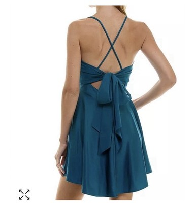 satin short flare dress Short Sleeve Fit & Flare Dress main image 0
