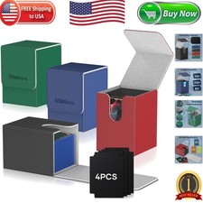 4 Pack Leather Card Deck Box - Magnetic Closure for 400 Single Sleeved Cards
