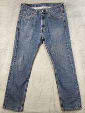 Levis 505 Jeans Mens 34x32 Blue Straight Medium Wash Denim Mid Rise Workwear