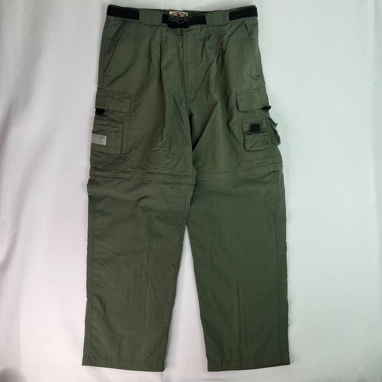 Moose Creek Mens L Reg Green Convertible Cargo Pants Nylon Outdoor Hiking