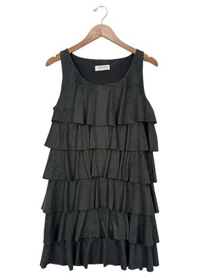 BSB COLLECTION Volantkleid Damen Kleid Gr. DE 40 schwarz Casual-Look