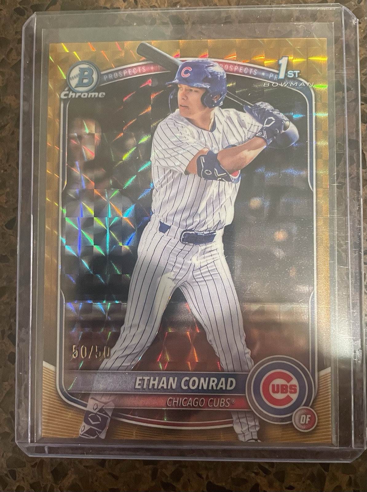 2025 Bowman Draft Chrome Ethan Conrad #BDC-17 Gold Geometric /50 Bookend Cubs