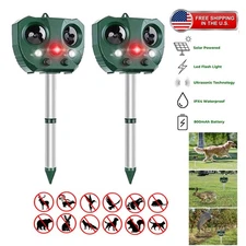 Upgraded Solar Ultrasonic Animal Repellent Dog Cat Skunk Deer Raccoon For Garden