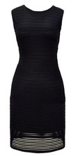Ribbed Bodycon Sleeveless Solid Color Knee Length Dress Black XL