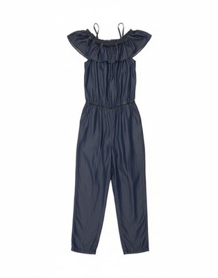LIU JO Womens Denim Off Shoulder Jumpsuit IT 42 Medium Blue Lyocell AM10