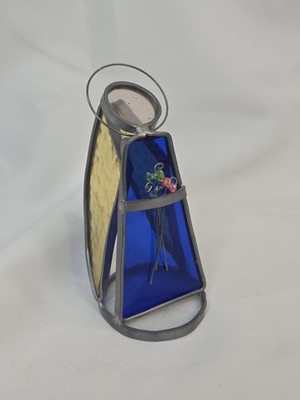 VTG Leaded Stained CoBalt Blue Art Glass Choir Angel Christmas Decor 5 
