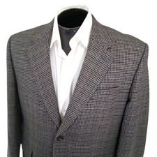 Lauren Ralph Lauren Blazer Mens 42S Grey Brown Houndstooth Wool Sport Coat