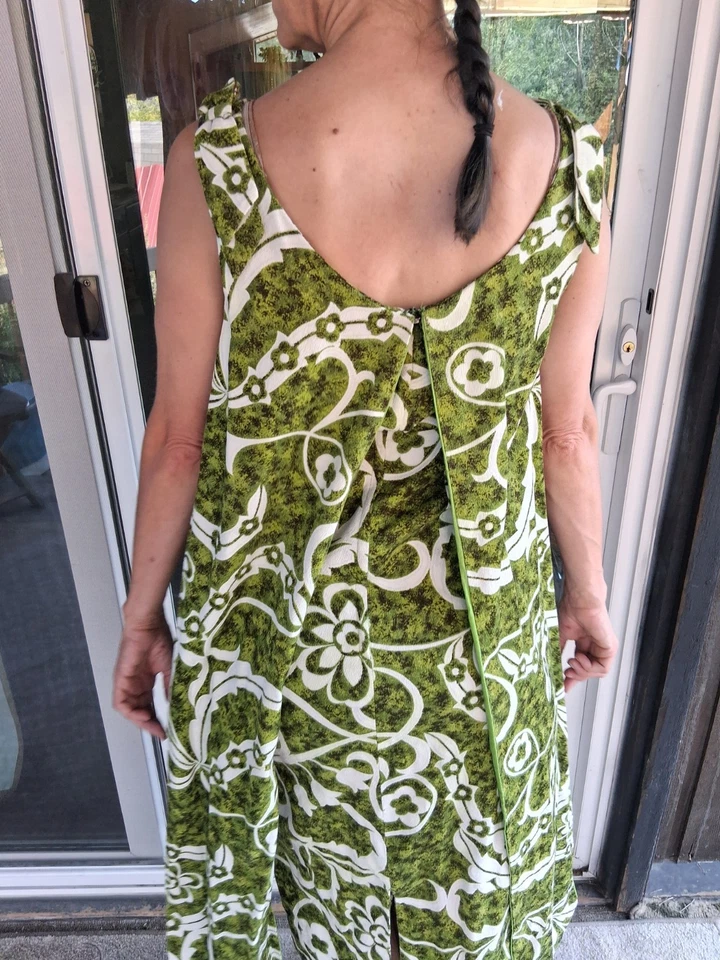 Vestido Mildreds Of Hawaii verde vintage años 60, floral personalizado formal 8-10 Foto 4 de 4