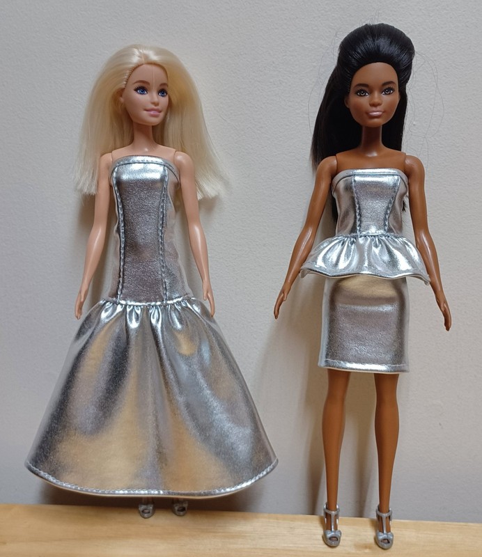Barbie 11 1/2" Doll Clothing Silver Metallic Evening Gown, Skirt, Strapless Top