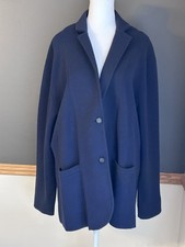 J. Crew Sophie Navy Merino Wool Blend Long Sleeve Knit Sweater Blazer K2929 XXL