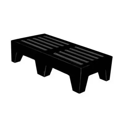 Winholt 22x36 Plastic Solid 1-Tier Perforated Dunnage Rack - Black