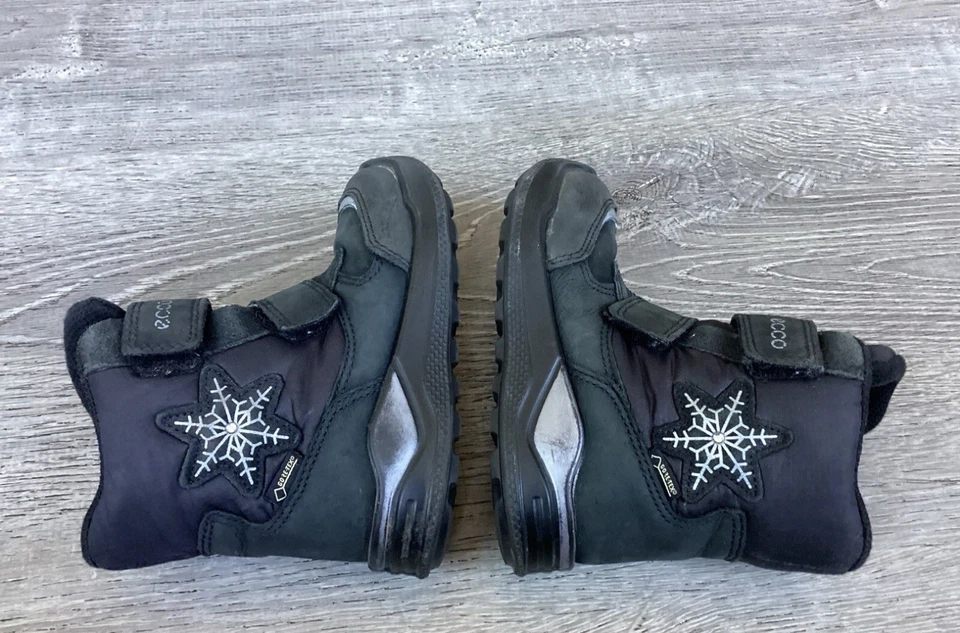 Ecco Winter Snow Toddler Size 24 7.5 Boys Boots GORETEX Black Suede Leather - Image 3 of 4