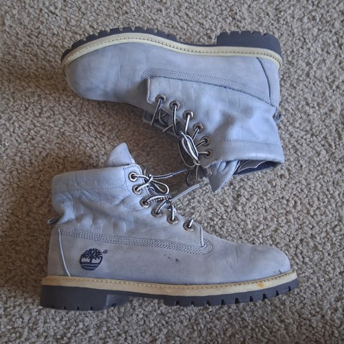 Timberland Combat Boots Womens Sz 5.5 Blue Leather Fold Down Botas Y2K - Picture 3 of 17