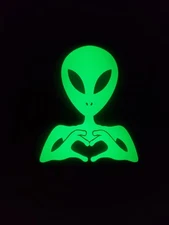 Glow In The Dark Vinyl Decals Heart Symbol Alien Medium Size Lit Studios New