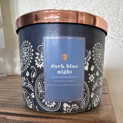 Bath & Body Works Dark Blue Night 3-Wick Scented Candle 14.5oz Blue Jar