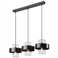 HäNgelampe 3-Flammig Schwarz Chrom E27 B: 60 Cm Metall HäNgeleuchte Esszimmer