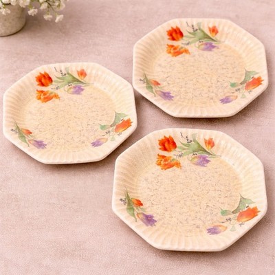 Edwin M. Knowles 1930s 3 Marion Floral Salad Plates, 7.75 , DAMAGED, AS IS