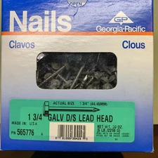 Georgia-Pacific5lb box VINTAGE LEAD HEAD RING SHANK 1 3/4" ROOFING NAILS