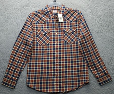 Levi's Chambray Western Shirt Mens M Multi Standard Fit Long Sleeve Pearl Snap
