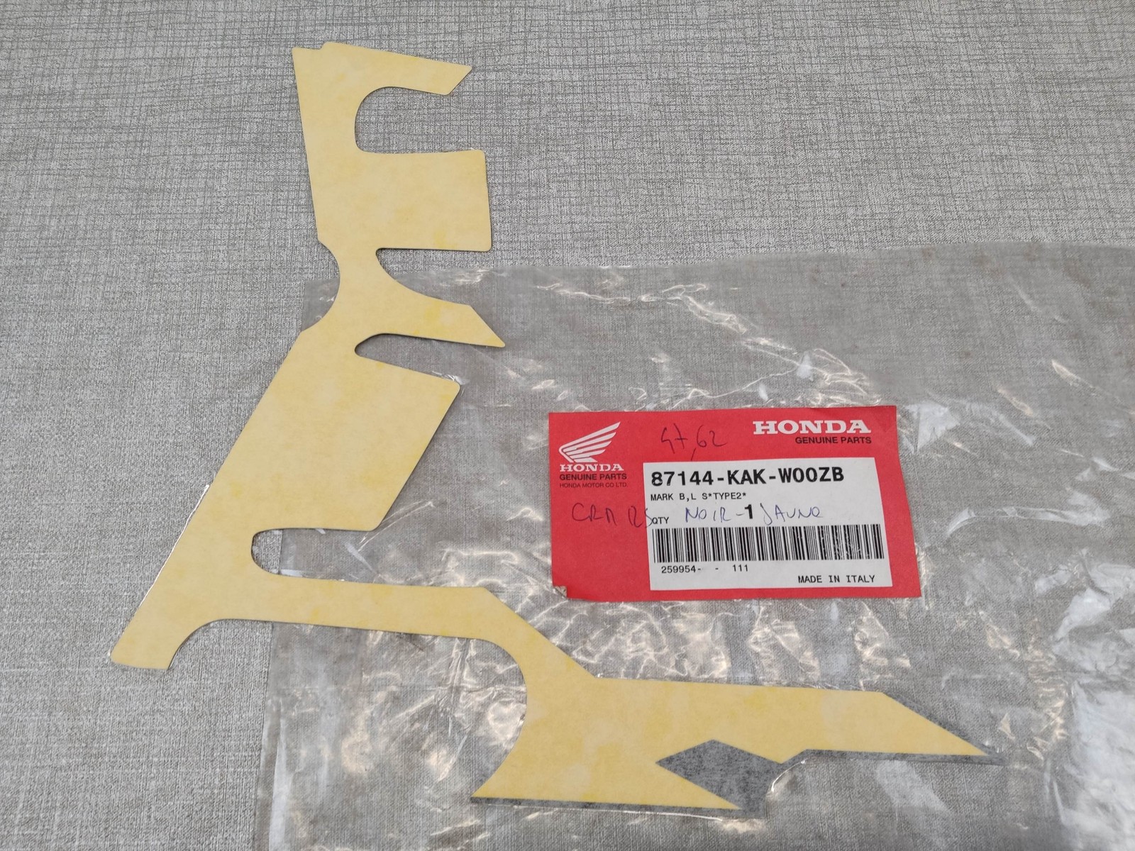 Sticker auvent gauche Honda CRM125 RV 97 en vinyle premium