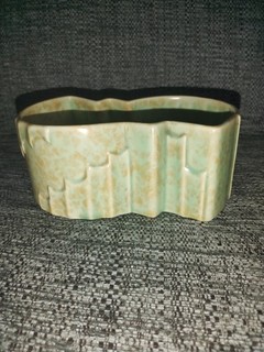Shorter & Son's LTD Art Deco Planter Pale Green with Brown Mottling Pattern VGC