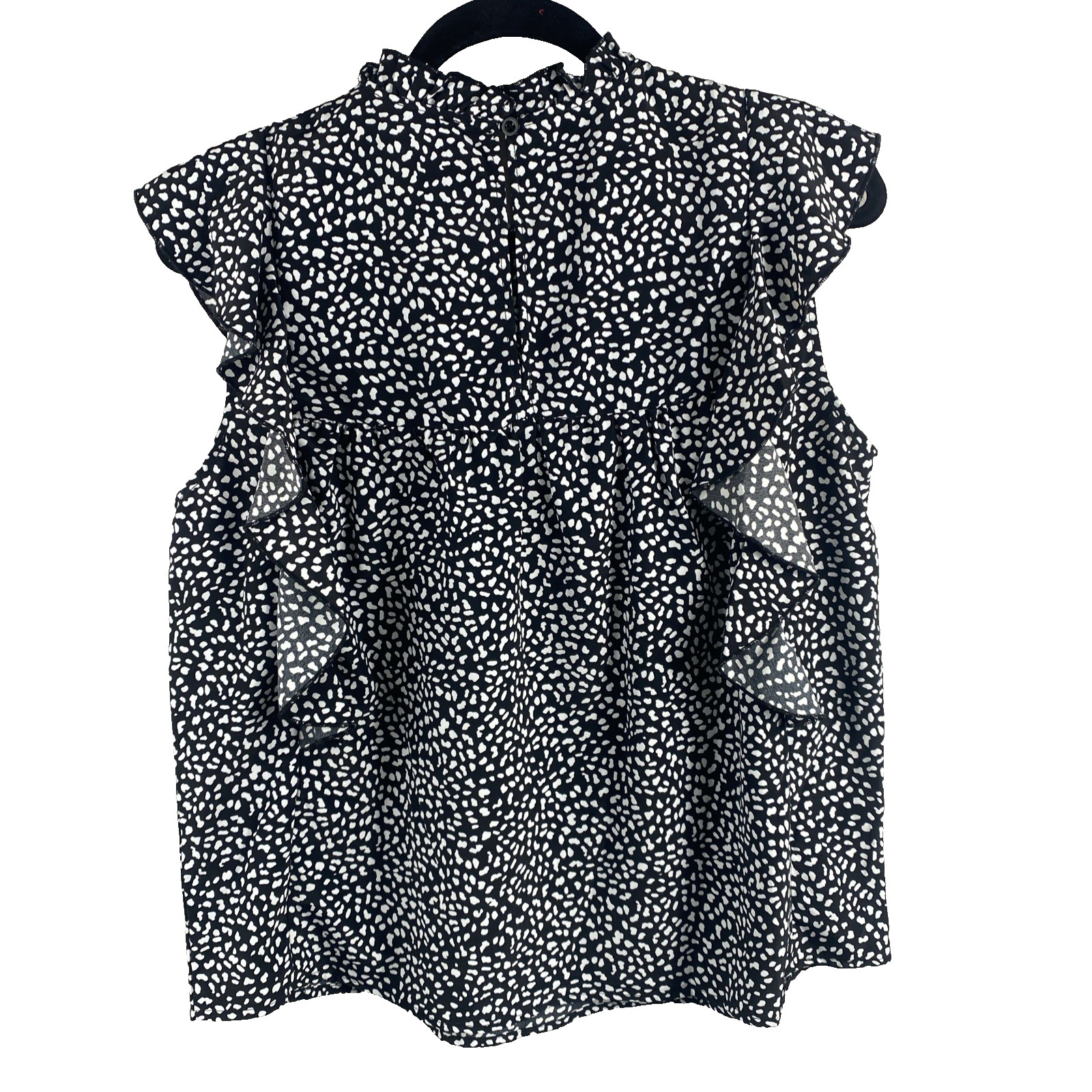 Sanctuary Ruffled Sleeveless Black & White Blouse Size Large